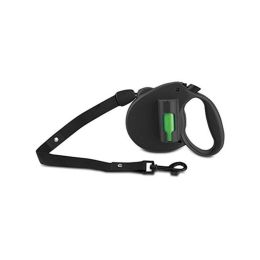 Pet Leash Retractable Leash With Green Pick-up Bags And Glow In The Dark (Type: Retractable Leash, Color: Black)